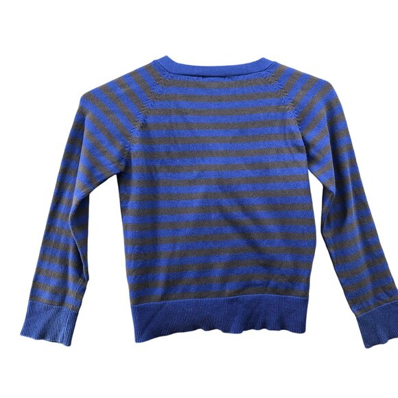 Louis Louise Girls Size 6 Cardigan Blue Stripe V-Neck Pima Cotton Button Front - Picture 2 of 11